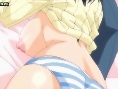Anime gives blowjob and gets jizz